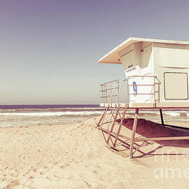 Huntington Beach Lifeguard Tower #9 Retro Photo by Paul Velgos