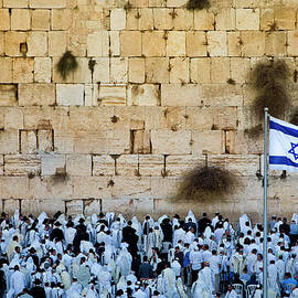 Israeli Flag Flies At The Western Wall by Gary S Chapman