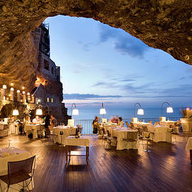 Italy, Apulia, Bari District, Mediterranean Sea, Murge, Le Murge, Polignano A Mare, Grotta Palazzese by Massimo Ripani