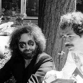 Jerry Garcia And Carlos Santana by Michael Ochs Archives
