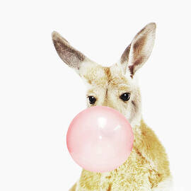 Kangaroo Pink bubble gum Minimalistic Modern Art Kids room by Julia July