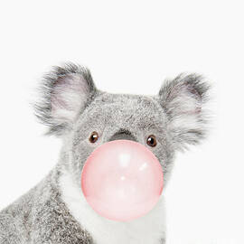 Koala Pink bubble gum Minimalistic Modern Art Kids room by Julia July