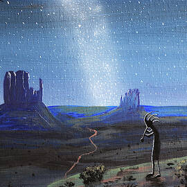 Kokopelli and Milky Way Stars at Monument Valley by Chance Kafka