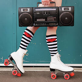 Legs Of Woman Wearing White Roller by Theladymargaret