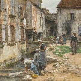 Les Lavandieres A Villenauxe by Leon Augustin Lhermitte