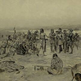 Lewis And Clark Meeting The Mandans by Charles Marion Russell