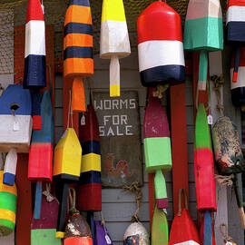 Lobster Buoys And Shop by Walter Bibikow
