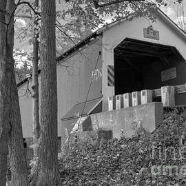 Looking Up At The Eagleville Covered Bridge Black And White by Adam Jewell