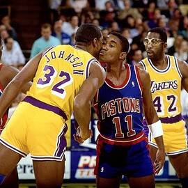Magic Johnson And Isiah Thomas Pregame by Andrew D. Bernstein