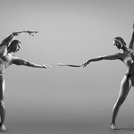 Male And Female Dancer Connected Through by Jonathan Knowles