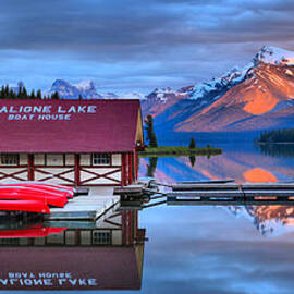 Maligne Lake Sunset Spectacular by Adam Jewell