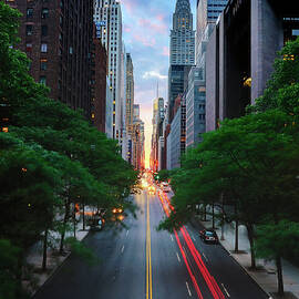 Manhattanhenge From 42nd Street, New by Andrew C Mace