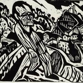 Mann In Landschaft by Hermann Scherer