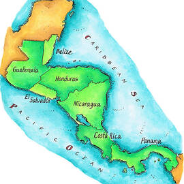 Map Of Central America by Jennifer Thermes