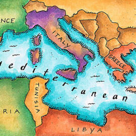 Map Of Mediterranean Sea by Jennifer Thermes