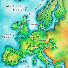 Map Of Western Europe by Jennifer Thermes