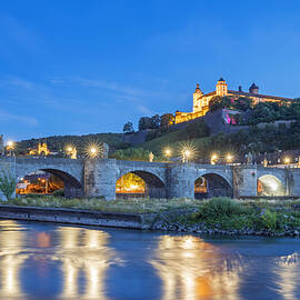Marienberg Fortress Above Alter Mainbrucke Am Main In Wurzburg by Christian Back
