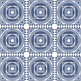 Mediterranean Pattern 1 - Tile Pattern Designs - Geometric - Blue - Ceramic Tile - Surface Pattern by Studio Grafiikka