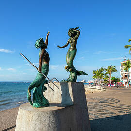 Mexico, Puerto Vallarta, Triton And Siren By Carlos Espino (1990), A Bronze Sculpture On The Malecon, Work Of Jose Ramiz Barquet by Claudia Uripos