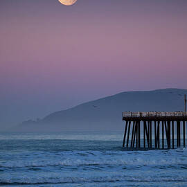 Moonset At Pismo Beach by Mimi Ditchie Photography