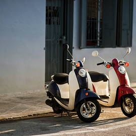 Motorbikes Parked On The Road by Pgiam
