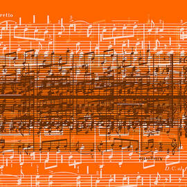 Musical Notes Over Orange Background by Stockbyte