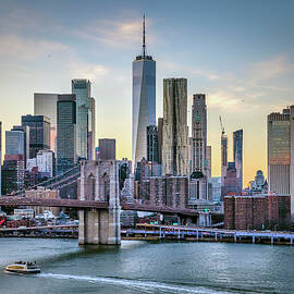 New York City, Lower Manhattan With Brooklyn Bridge by Lumiere