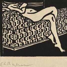 Nude Girl Lying On A Sofa by Ernst Ludwig Kirchner