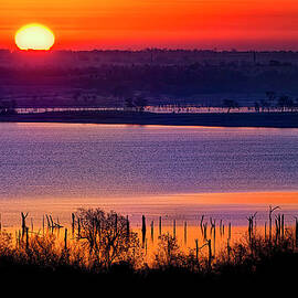 Orange Sunrise On Benbrook Lake by Dean Fikar