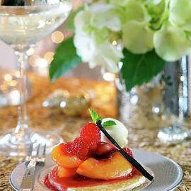 Pancakes With Peaches, Raspberries And Lemongrass by Heinze, Winfried