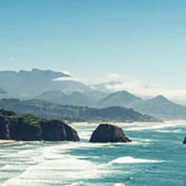Panoramic Shot Of Cannon Beach, Oregon by Kativ