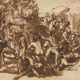 Poros Assailed By The Macedonian Army by Perino Del Vaga