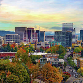 Portland Oregon Downtown Cityscape In by David Gn Photography