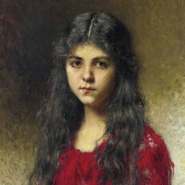 Portrait Of A Young Girl by Alexei Harlamoff