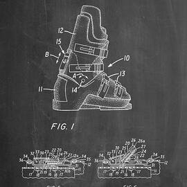 Pp1037-chalkboard Ski Boots Patent Poster by Cole Borders