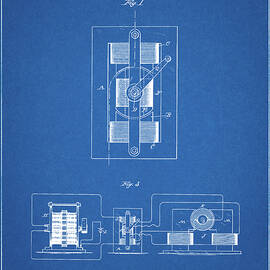 Pp1095-blueprint Tesla Regulator For Alternate Current Motor Patent Poster by Cole Borders