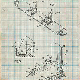 Pp246-antique Grid Parchment Burton Baseless Binding 1995 Snowboard Patent Poster by Cole Borders