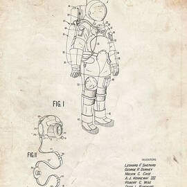 Pp309-vintage Parchment Apollo Space Suit Patent Poster by Cole Borders
