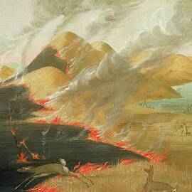 Prairie Bluffs Burning by George Catlin