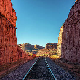 Railroad tracks near Corona Arch Trail in Utah by Miroslav Liska
