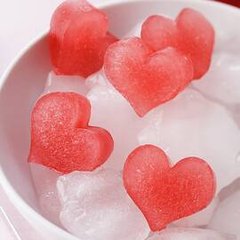 Red, Heart-shaped Ice Cubes by Taube, Franziska