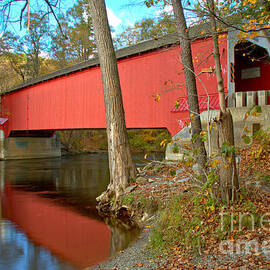 Reflections Of The Eagleville Covered Bridge by Adam Jewell