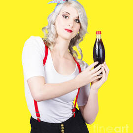 Retro blond woman with a bottle of soda by Jorgo Photography