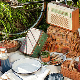 Retro Picnic With Bicycle by Colin Cooke