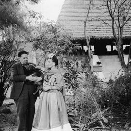 Rivera, Kahlo, & Dog by Hulton Archive