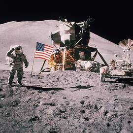 Salute The Moon by Hulton Archive