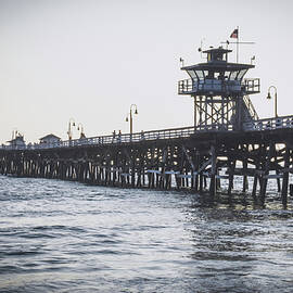 San Clemente Pier in black and White by Rebecca Herranen