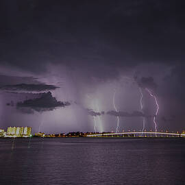 Sand Key Bridge Lightning by Joe Leone