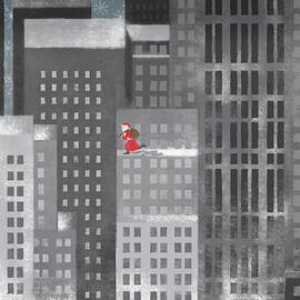 Santa Clause Running On A Skyscraper by Jutta Kuss