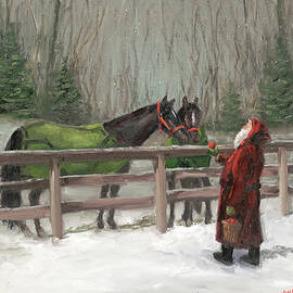 Santa With Horses by Mary Miller Veazie